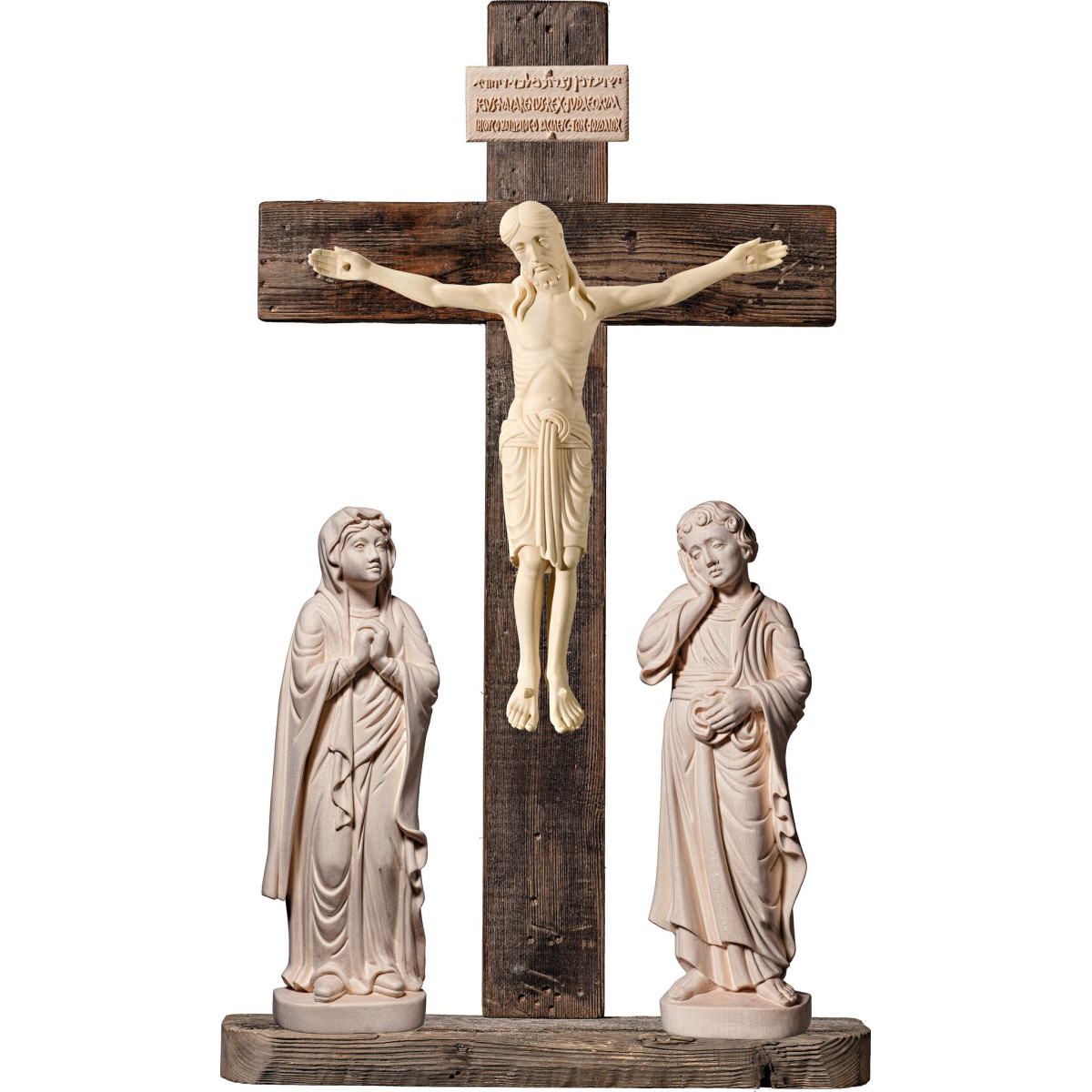 Crucifixión Románica con Titulus Crucis en hebreo - latín - griego